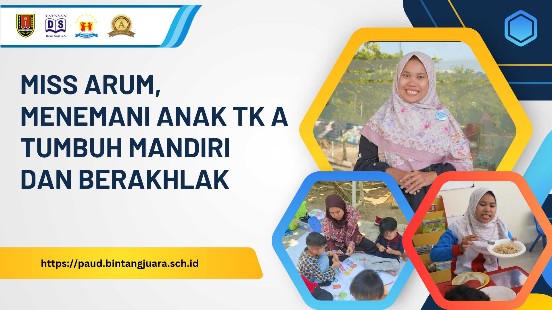 Miss Arum menemani anak TK A tumbuh mandiri dan berakhlak